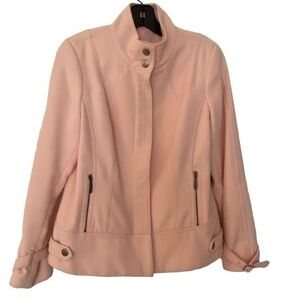 Chico’s Pastel Baby Powder Pink Moto Bomber Funnel Neck Jacket Size Medium